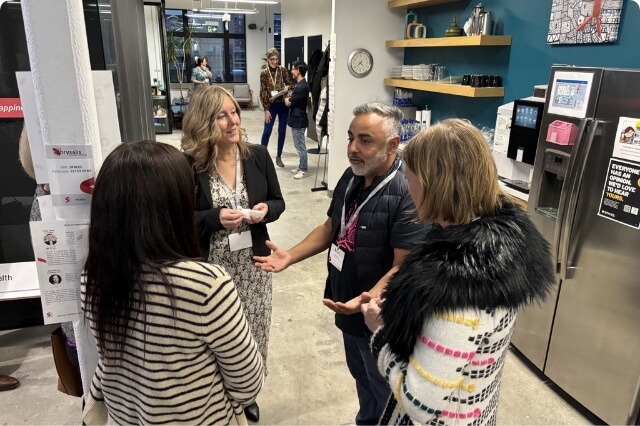 Healthcare impact visualization showing interconnected communities